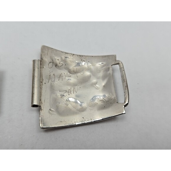 Vintage Zuni OS Nakatewa Sterling Turquoise Inlay Watch Tips Flower Pattern - Picture 8 of 13